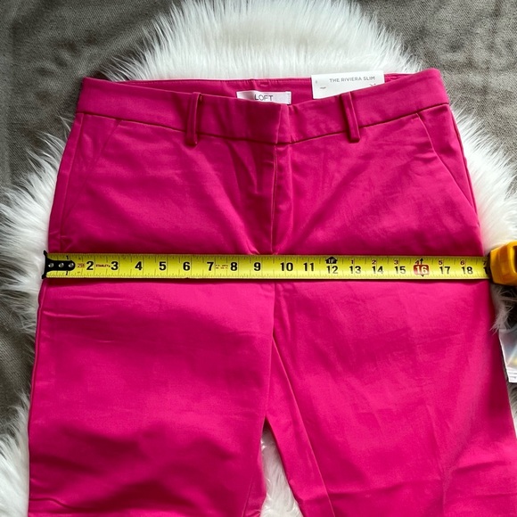 NWT LOFT Riviera Slim Hot Pink Cropped Pants Size 8 - Picture 7 of 8